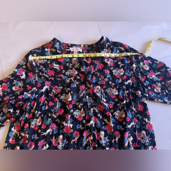 Philosophy Floral Short Sleeve Blouse floral and animal print 3/4 sleeves 2X - Picture 12 of 16